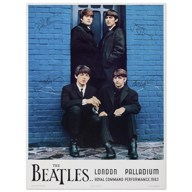 The Beatles Royal Command concert London Palladium Venue. Vintage music poster reproduction.