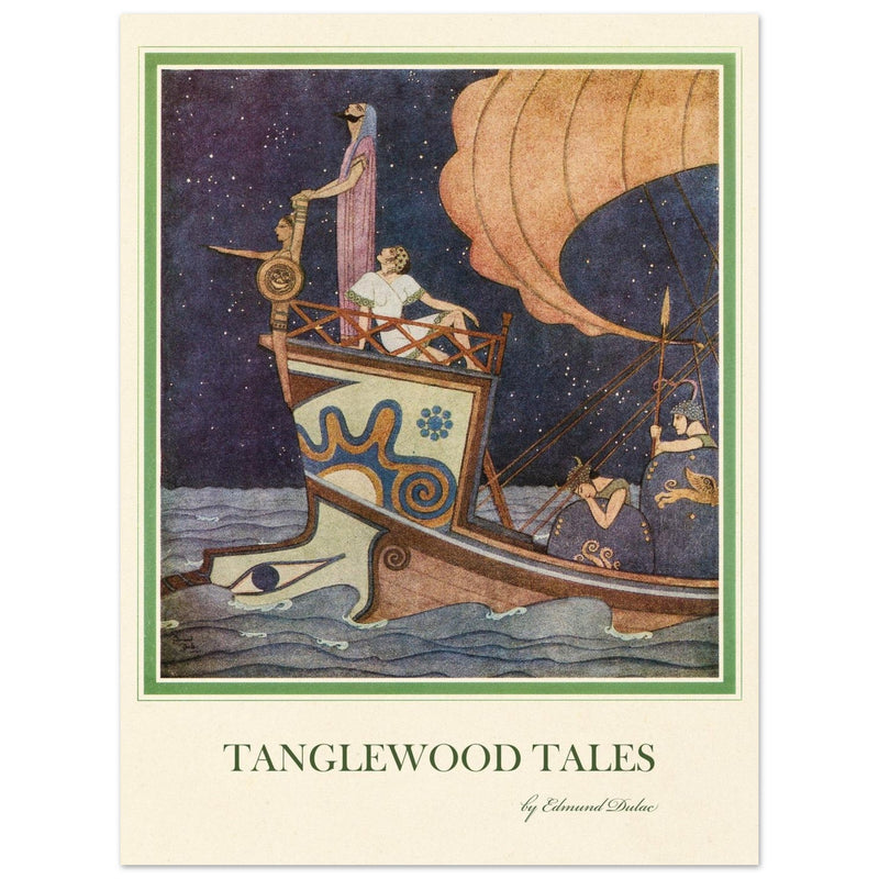 Tanglewood Tales illustration by Edmund Dulac fine print reproduction. Jason selecting Tiphys to steer the Argo for the Golden Fleece