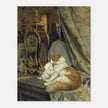 A Mother Cat and her Kitten with a Bracket Clock by Henriette Ronner Knip