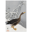 White-fronted goose in the snow by Ohara Koson