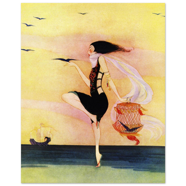 Rita Senger  illustration for fashion magazine cover. Woma at the beach .