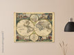 Frederik de Wit 1688 Ancient wold map. Double hemisphere antique old map reproduction. Nova orbis Tabula