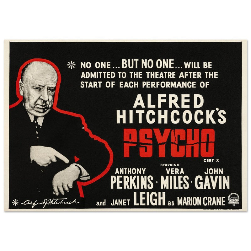 Psycho by Alfred Hitchcok's movie poster.