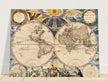 Beautiful antique world map reproduction of the XVII century Vintage illustrated map
