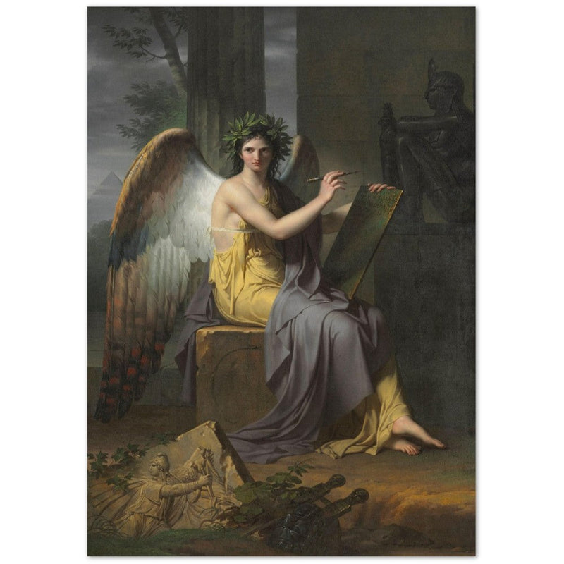 Clio Muse of History by Charles Meynier 1800. Antique painting art print. Winged greek goddess.