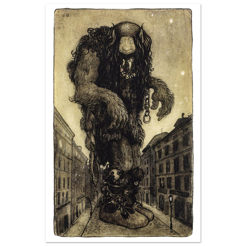 Troll illustration by John Bauer for the fairy tale The Giant that slept Ten Thousand years by Einar Rosenborg. Fine art prin