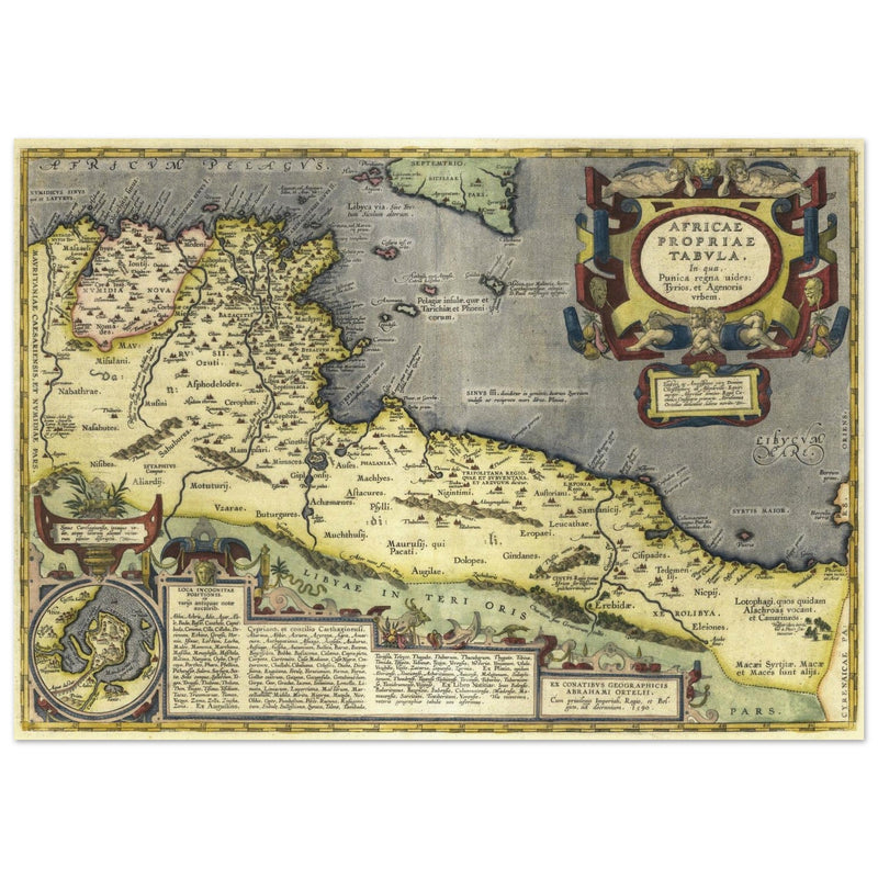 Ancient map of North Africa. Africae Propriae Tabula by Abraham Ortelius