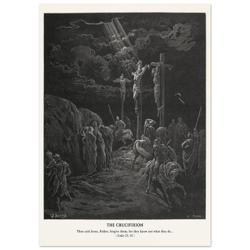 Gustave Dore The Bible engraving print . The Crucifixion illustration .