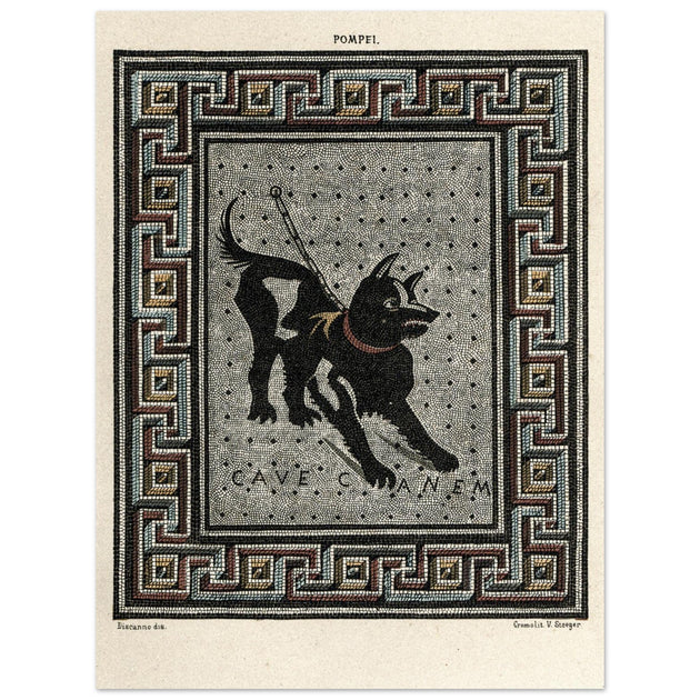 Watchdog mosaic chromolithograph reproduction Cave Canem by Victor Steeger