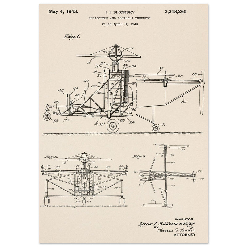Helicopter patent by Igor Sikorsky