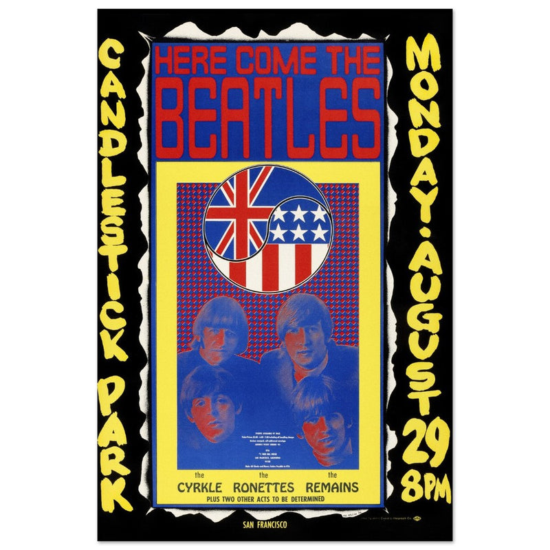The Beatles concert poster reproduction. Final Concert at Candlestick Park in 1966.