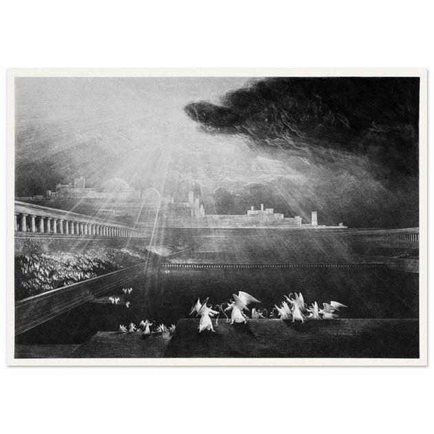John Martin mezzotint engraving . Paradise Lost. The Courts of God .