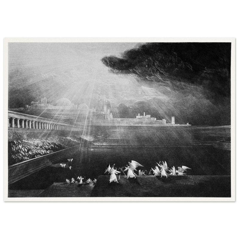 John Martin mezzotint engraving . Paradise Lost. The Courts of God .