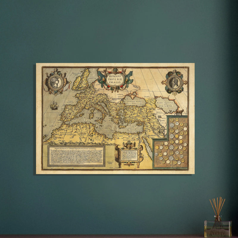 Old map of the Roman empire . Poster vintage reproduction of a map of 1579.