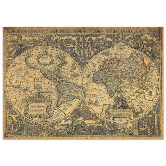 Orbis terrarum typus de integro multis in locis emendatus by cartographer Petrus Plancius World map
