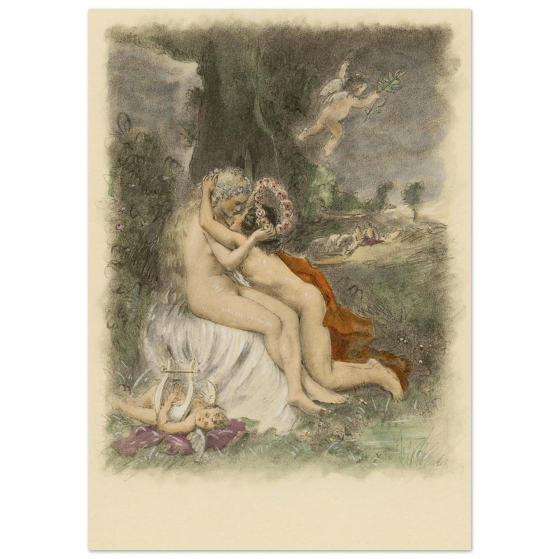 Paul Emile Becat erotic illustration Les Baiseres XX ( The Kisses ) The crown of flowers