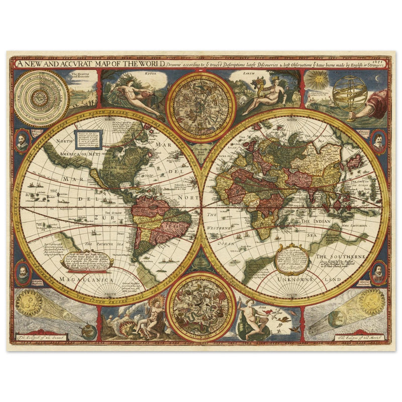 John Speed Ancient double hemisphere world map.