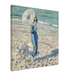 On the Beach Girl in Blue antique painting reproduction by Frederick Carl Frieseke