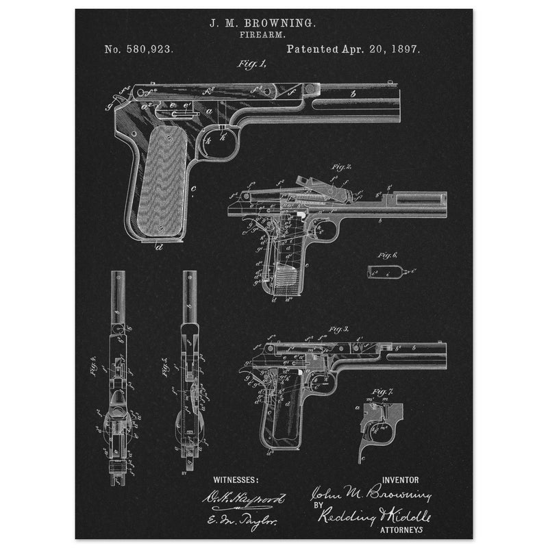 Firearm patent by John Moses Browning 1897 .