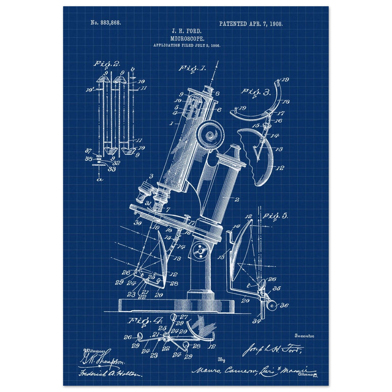 vintage microscope patent by J H Ford.