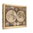 1660 Ancient old world map. Double hemisphere antique map reproduction.