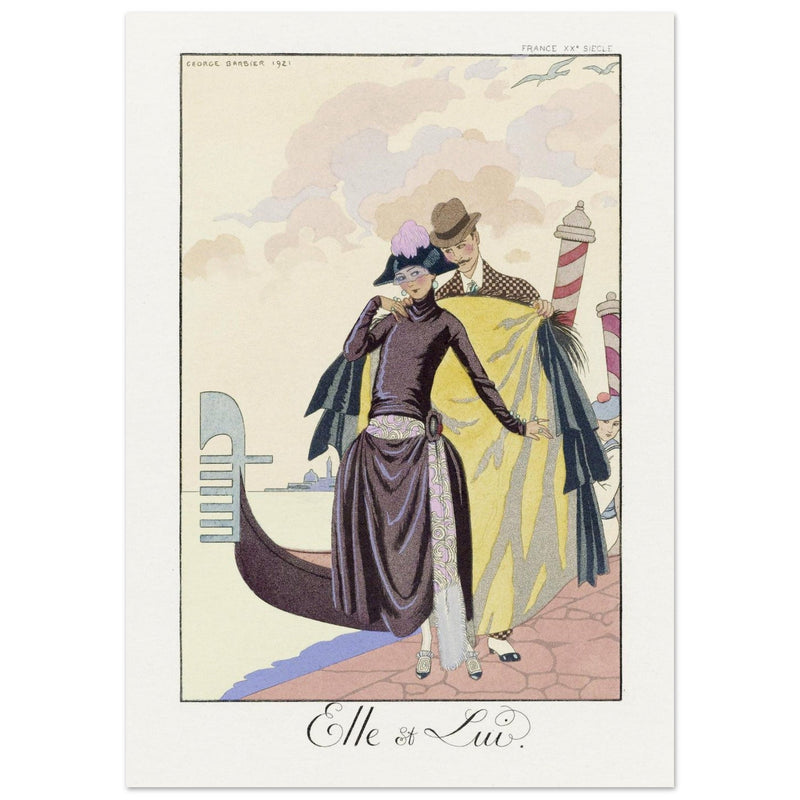 George Barbier Elle et Lui vintage illustration. Falbalas et Fanfreluches: almanach des modes. ,
