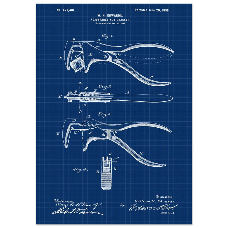 Vintage Adjustable Nut Cracker patent by William H. Edwards.