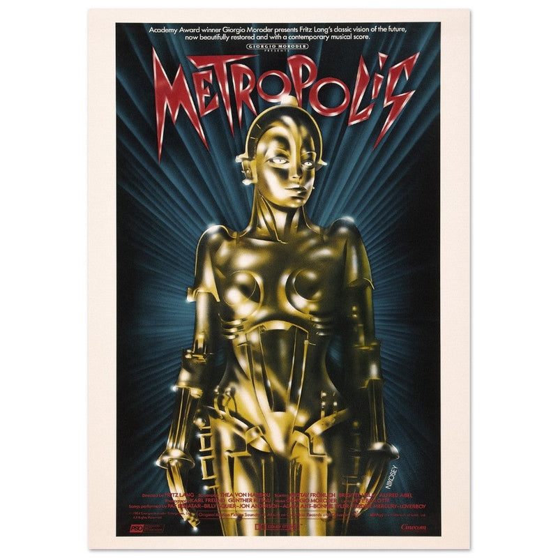 Metropolis vintage film poster . Fritz Lang masterwork movie. Historic films that changed our lives