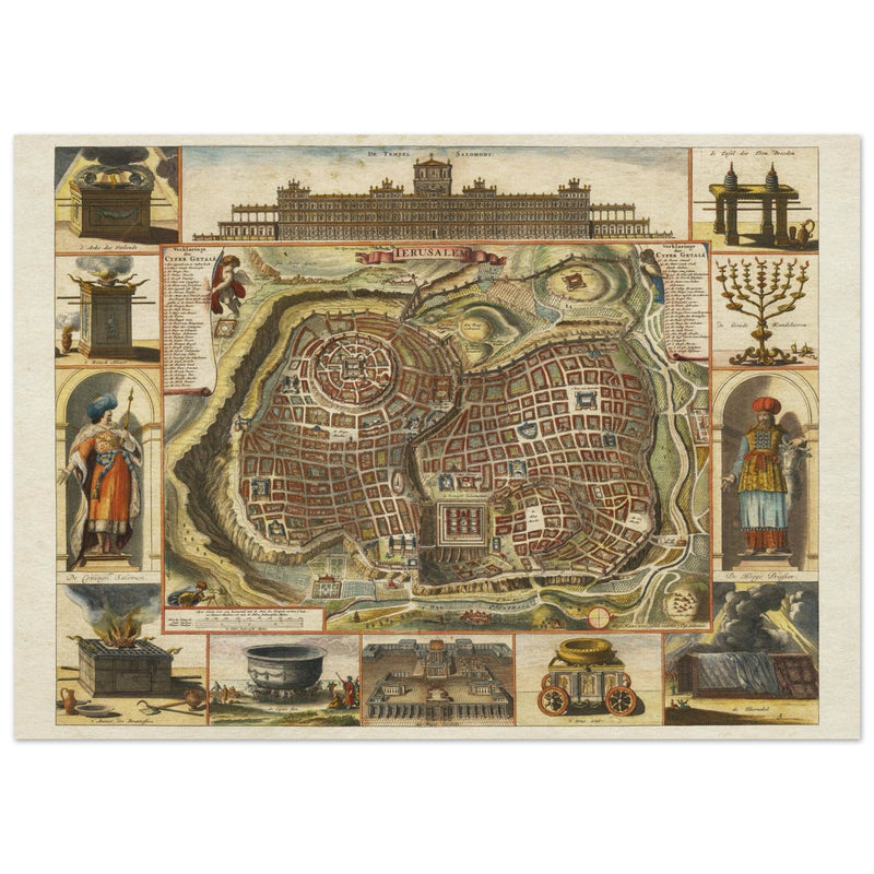 Jerusalem ancient map XVII Century by Daniel Stoopendael.