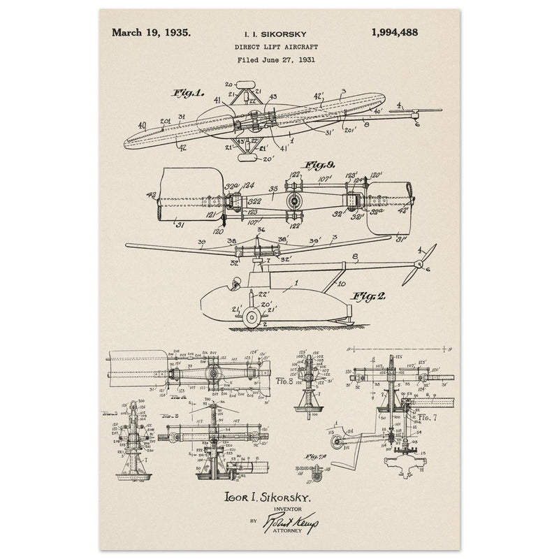 Direct Lift Aircraft patent by Sikorsky. Helicopter ancestor