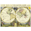Ancient vintage world map by Edward Wells. Double hemisphere cartography.