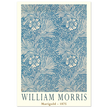 William Morris Marigold art print. Vintage wallpaper reproduction. Blue floral pattern.