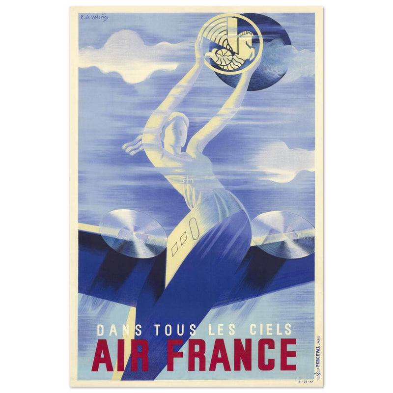 Air France vintage historic advertising poster.