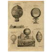 Early balloon ascensions in France. XVIII Century illustration drawing.