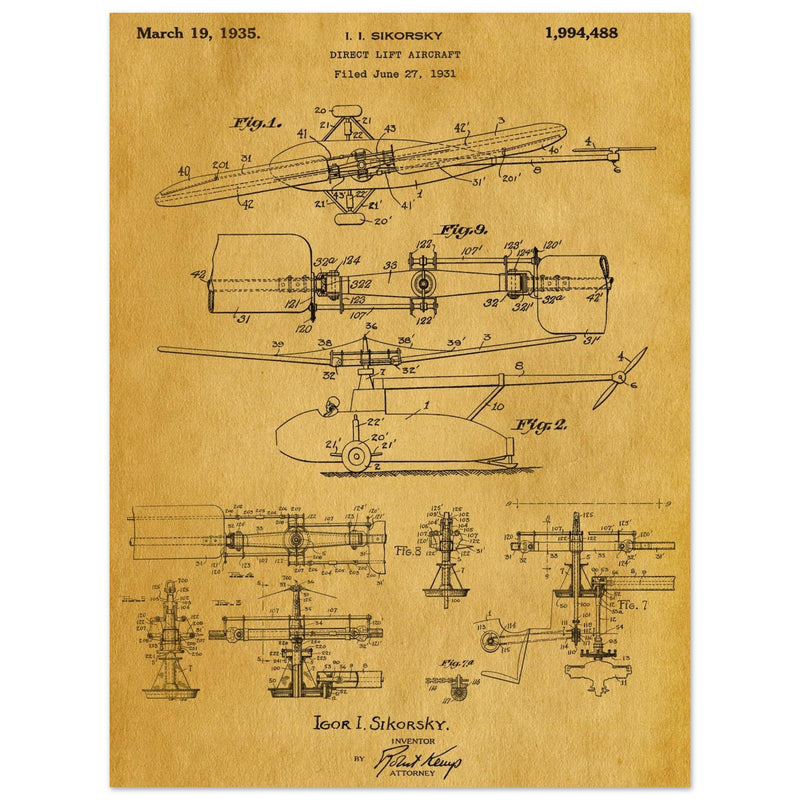 Direct Lift Aircraft patent by Sikorsky. Helicopter ancestor