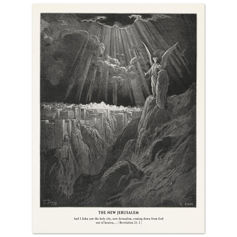 Gustave Dore The Bible engraving print . The New Jerusalem illustration .