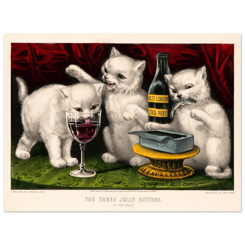 The three jolly kittens  at the feast Author Currier & Ives 1871
