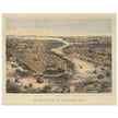 New York City aerial view. 1852 Vintage antique map reproduction.