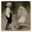 John Bauer vintage illustration print . From the fairy tale The Seven Wishes.