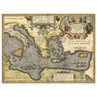 Ancient map of Europe and Asia tracing the sea route to Troy across the Mediterranean sea by Abraham Ortelius