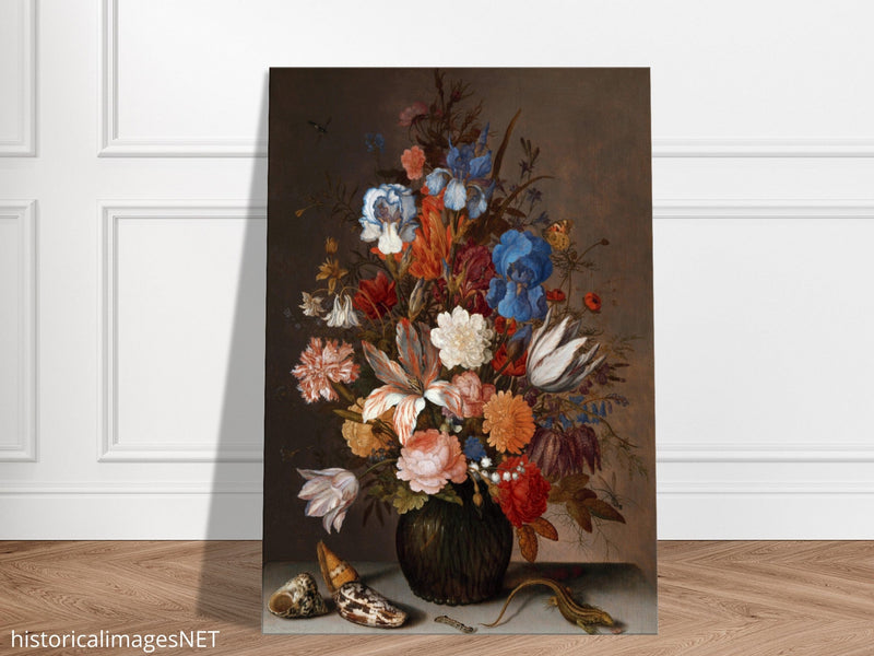 Still Life with Flowers canvas reproduction by Balthasar van der Ast XVII Century Antique flower bouquet canvas