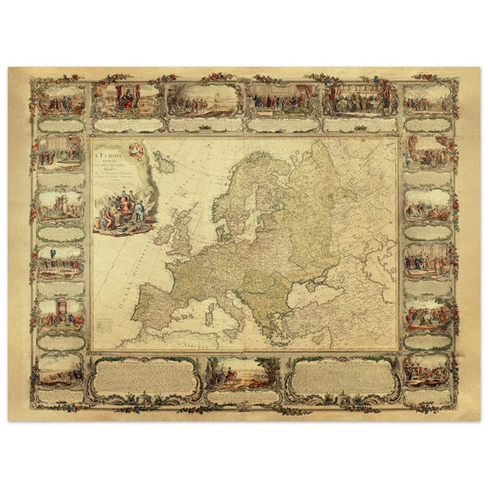 Ancient old map of Europe.  of antique illustrated european map. . XVIII Century