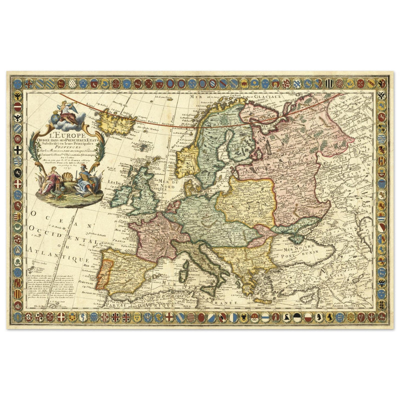Ancient Europe map of the XVIII century by Guillaumet Danet