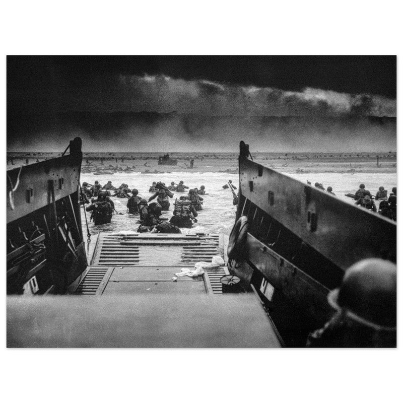 Second World War black and white poster . D Day Normandy landing US Soldiers.