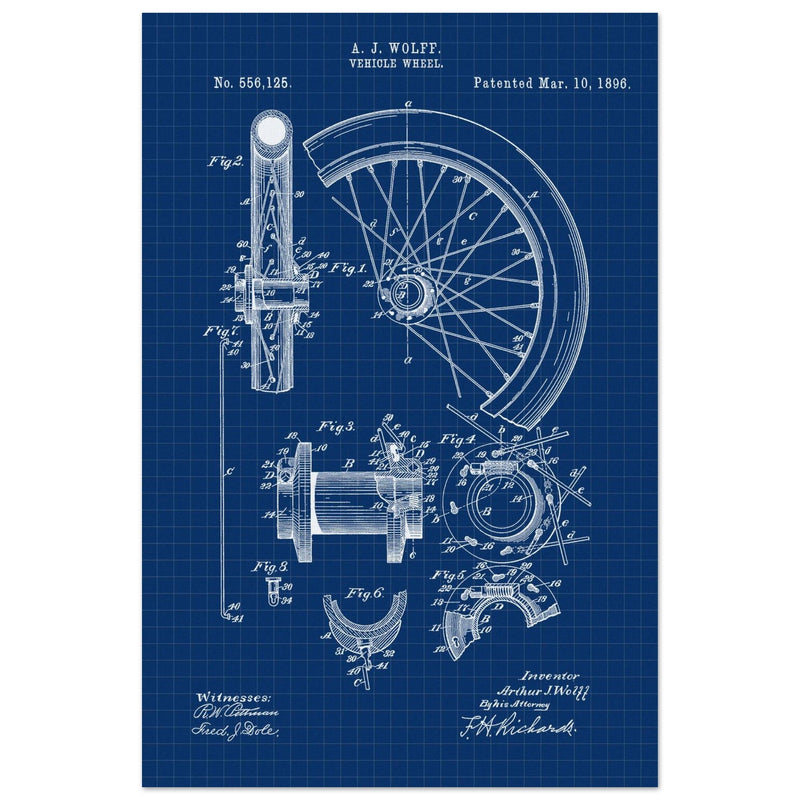 Vehicle whell patent illustration. Vintage drawing .