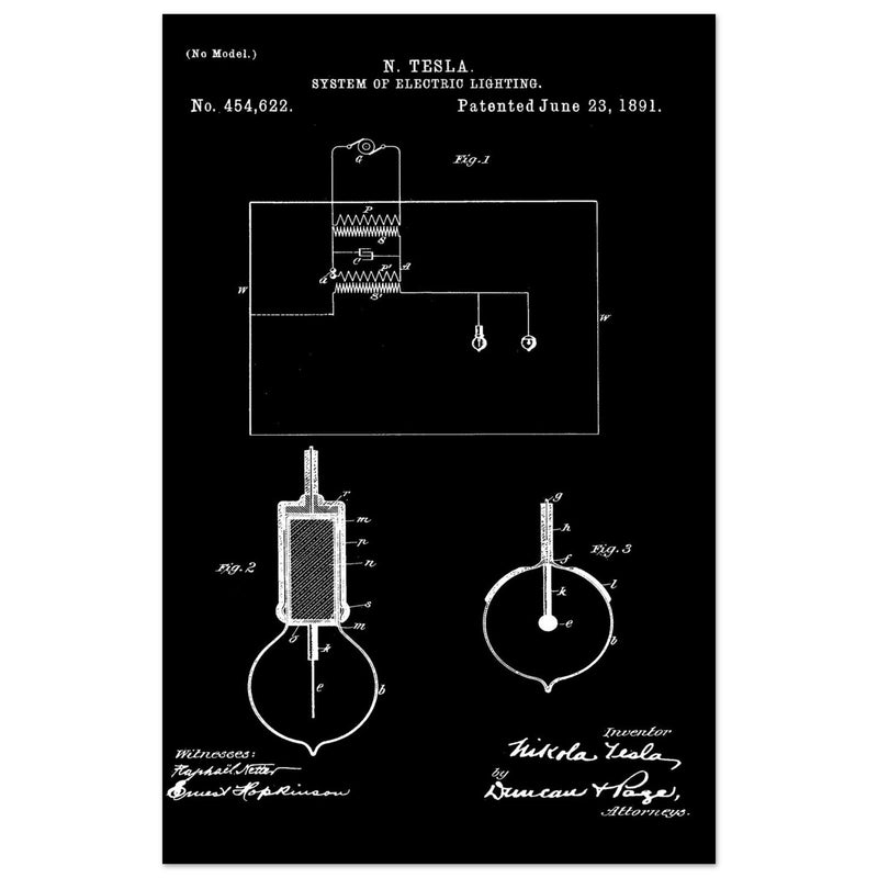 Electric Lighting patent  by Nikola Tesla.