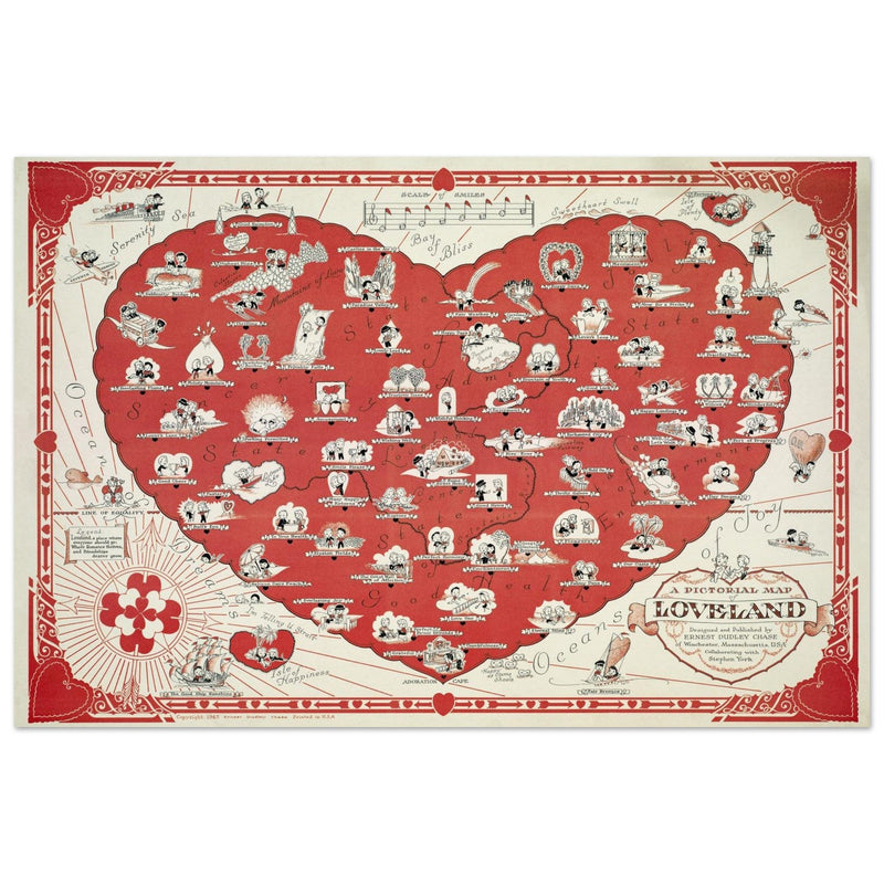 A Pictorial Map of Loveland by Ernest Dudley Chase romantic illustrated map