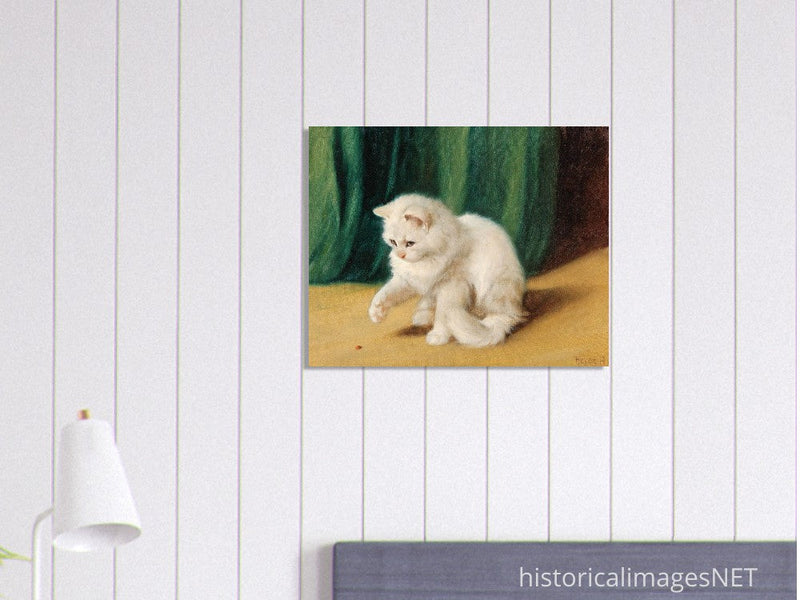 Cat with Ladybird old painting by Arthur Heyer.