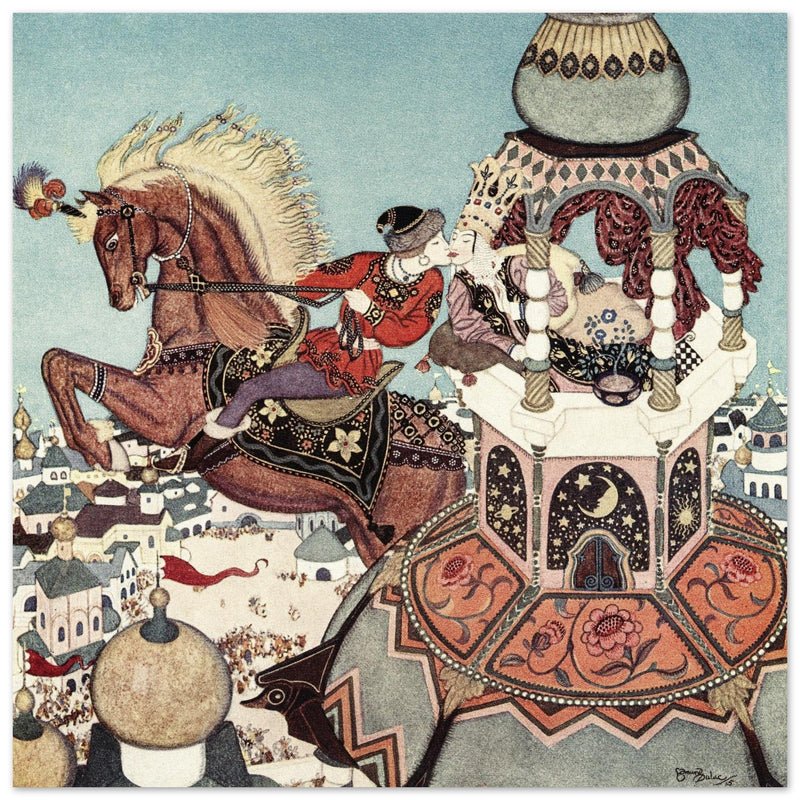 Edmund Dulac vintage illustration Ivan and the Chestnut horse.