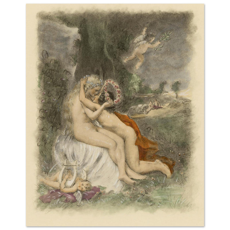 Paul Emile Becat erotic illustration Les Baiseres XX ( The Kisses ) The crown of flowers